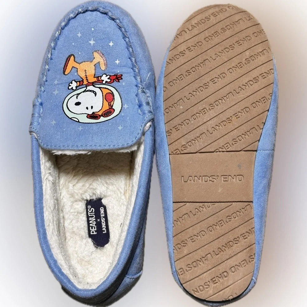Lands' End X Peanuts Kids Slippers with Snoopy and Woodstock Youth 2M